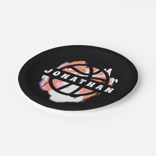 Modern Basketball Graffiti Player Name Cool Sport Pappteller (Schrägansicht)