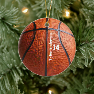 Modern Basketball Name und Spielernummer Keramik Ornament
