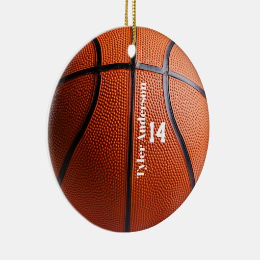 Modern Basketball Name und Spielernummer Keramik Ornament (Rechts)