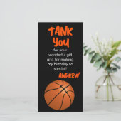 Modern Basketball Sports Geburtstag Danke Karte (Stehend Vorderseite)