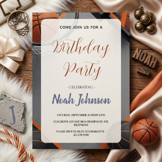 Modern Basketball-Themed Birthday Einladung