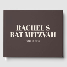 Modern Bat Mitzvah Brown Personalized Name Memory Gästebuch