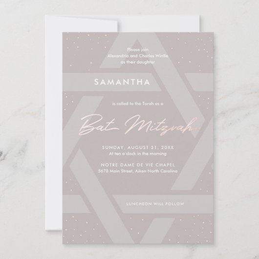 Modern Bat Mitzvah Einladung (Vorderseite)