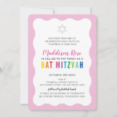 MODERN BAT MITZVAH Regenbogenfarben mit schwachem Einladung (Vorderseite)