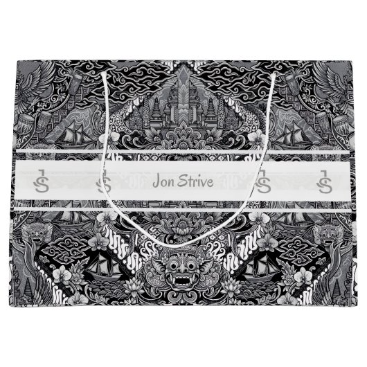 Modern BATIK Pattern Große Geschenktüte (Vorderseite)