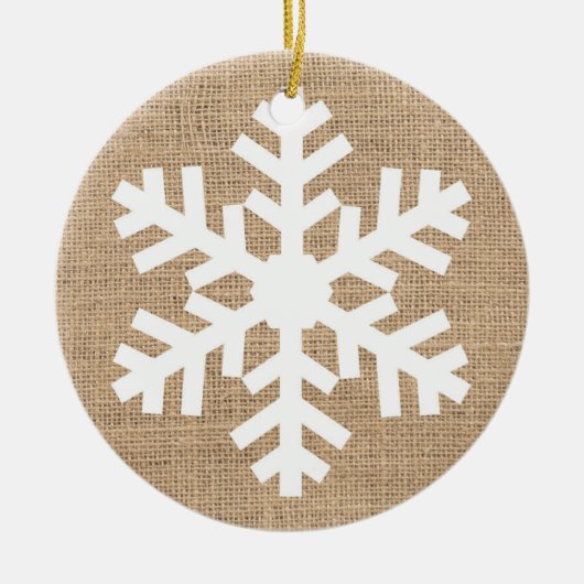 Modern Bauernhof Weihnachten Schneeflocke Rustikal Keramik Ornament (Vorne)