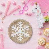 Modern Bauernhof Weihnachten Schneeflocke Rustikal Pappteller (Party)