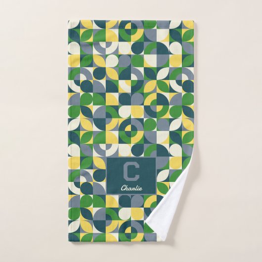 Modern Bauhaus Abstract Geometric Monogram Pattern Badhandtuch Set (Handtuch)