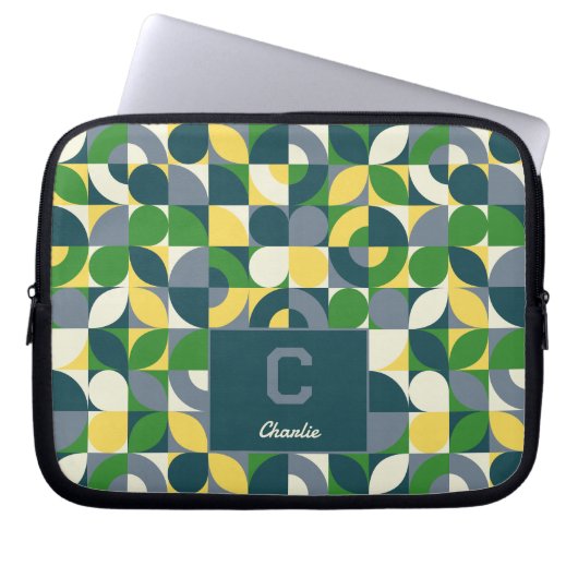 Modern Bauhaus Abstract Geometric Monogram Pattern Laptopschutzhülle (Vorderseite)