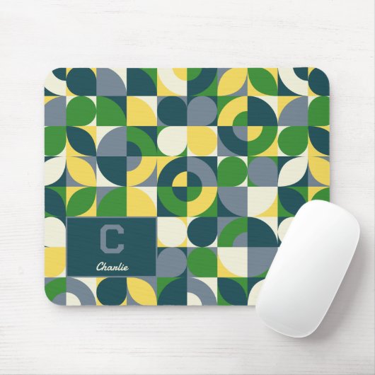 Modern Bauhaus Abstract Geometric Monogram Pattern Mousepad (Mit Mouse)