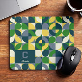 Modern Bauhaus Abstract Geometric Monogram Pattern Mousepad