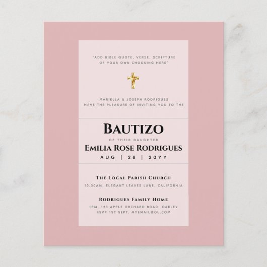 Modern BAUTIZO Bautismo BAPTISM Christening INVITE Flyer (Vorne)