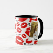 Modern Be My Valentines Lips Couple Photo Initial  Tasse (VorderseiteRechts)
