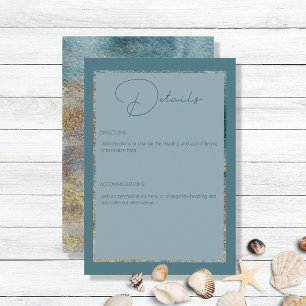 Modern Beach Abstrakt Aquamarin & Gold Hochzeiten  Begleitkarte