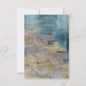 Modern Beach Abstrakt Aquamarin & Gold RSVP Card Karte (Rückseite)