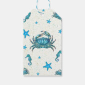 Modern Beach Blue Crab Starfish Seepferd Gefallen Geschenkanhänger (Rückseite)