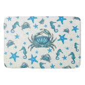 Modern Beach Blue Crab Starfish Seepferd Sparkle Badematte (Vorderseite)