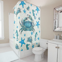 Modern Beach Blue Crab Starfish Seepferd Sparkle