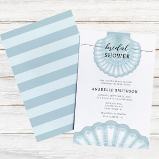 Modern Beach Blue Muschel Bridal Shover Einladung