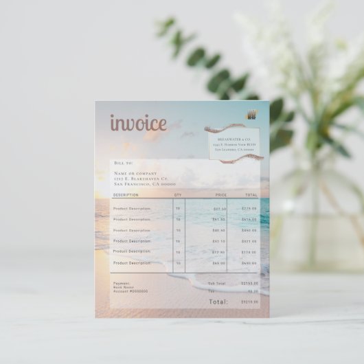 Modern Beach Business Rechnung (Stehend Vorderseite)