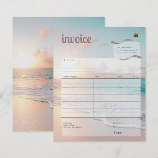 Modern Beach Business Rechnung (Vorne/Hinten)