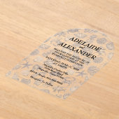 Modern Beach Coastal Watercolor Wedding Blue Acryleinladungen (Ablage )