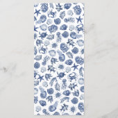 Modern Beach Coastal Watercolor Wedding Blue Menükarte (Rückseite)