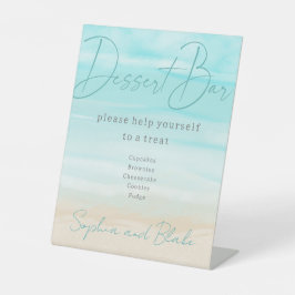 Modern Beach Dessert Bar Wedding Pedestal Zeichen Sockelschild