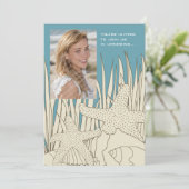 Modern Beach Foto Graduation Party Einladung (Stehend Vorderseite)