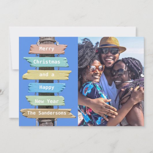 Modern Beach Foto Weihnachtskarte Feiertagskarte (Vorderseite)
