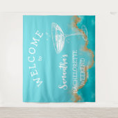 Modern Beach Gold Türkis Bachelorette Wandteppich (Vorderseite)