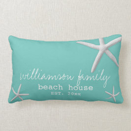 Modern Beach House Coastal Starfish Aquamarin Blue Lendenkissen