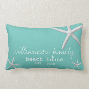 Modern Beach House Coastal Starfish Aquamarin Blue Lendenkissen