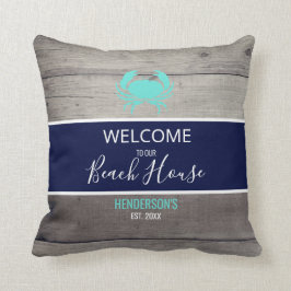 Modern Beach House Nautical Aquamarin Blue Persona Kissen
