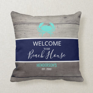 Modern Beach House Nautical Aquamarin Blue Persona Kissen