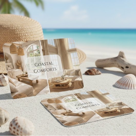  Modern Beach House Rental Property QR Code Visitenkarte