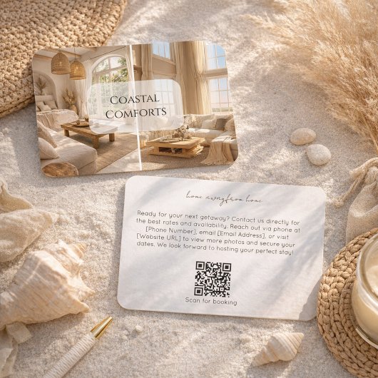  Modern Beach House Rental Property QR Code Visitenkarte