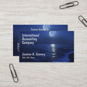Modern Beach Moon Sea Design Business Card Visitenkarte