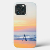 Modern Beach Ocean Tropical Monogram Case-Mate iPhone Hülle (Rückseite)