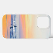Modern Beach Ocean Tropical Monogram Case-Mate iPhone Hülle (Rückseite (Horizontal))