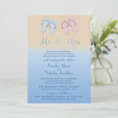 Modern Beach oder Hochzeit in Urlaubsort Flip Flop Einladung (Stehend Vorderseite)