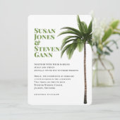 Modern Beach Palm Bold Typografie Simple Wedding Einladung (Stehend Vorderseite)