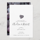 Modern Beach Pebble Herz Save the Date Einladung (Vorne/Hinten)