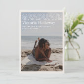 Modern Beach Photo Graduation Announcement Card Einladung (Stehend Vorderseite)