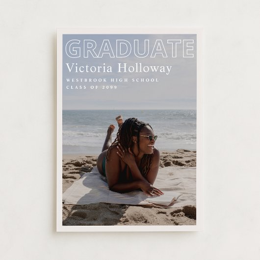 Modern Beach Photo Graduation Announcement Card Einladung