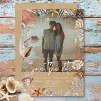 Modern Beach Seashell Frame Foto Sand Wedding
