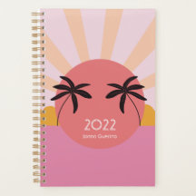 Modern beach sunrise palm tree pink 2023