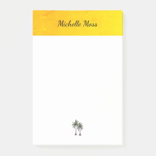Modern Beach Tropical Palm Trees Elegantes Skript Post-it Klebezettel (Vorderseite)