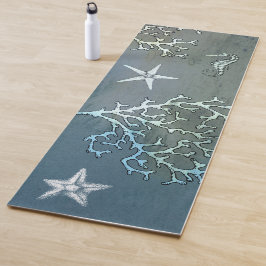 Modern Beach Watercolor Fitness Exercise Blue Yogamatte