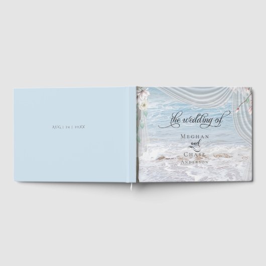 Modern Beach Waves Driftwood Arbour Gästebuch (Voll)